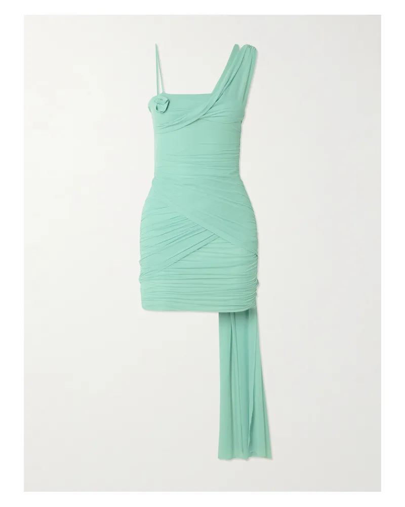 Maygel Coronel Hilvan Minikleid Aus Stretch-jersey Mit Raffungen Und Applikation - Blau Blau