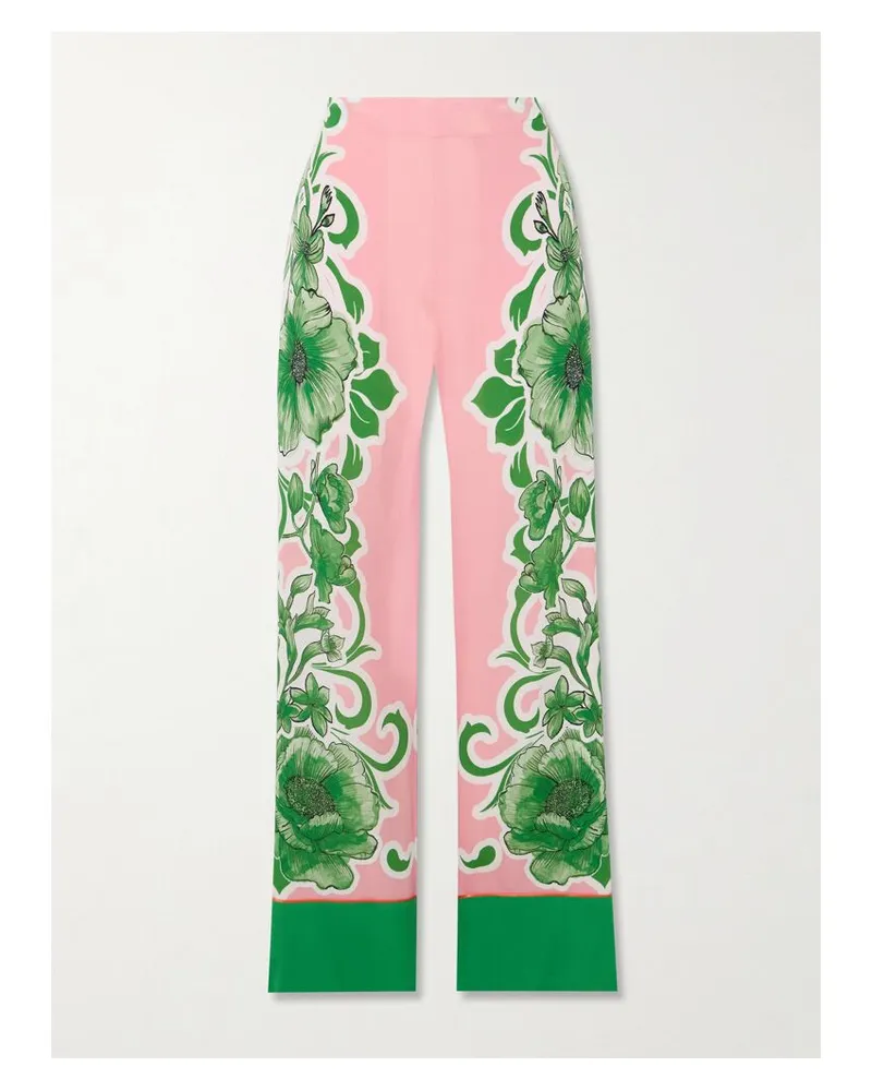 Borgo De Nor Havana Hose Mit Geradem Bein Aus Crêpe Mit Blumenprint - Mehrfarbig Mehrfarbig