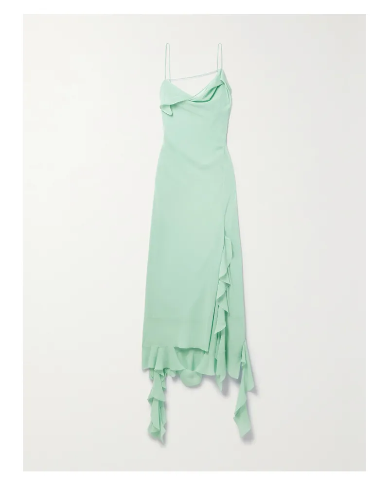 Acne Studios Asymmetrisches Midikleid Aus Mehrlagigem Chiffon Mit Rüschen - Blau Blau