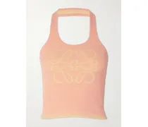 Paula's Ibiza Verkürztes Neckholder-oberteil Aus Geripptem Stretch-jersey Mit Jacquard-motiv - Pink