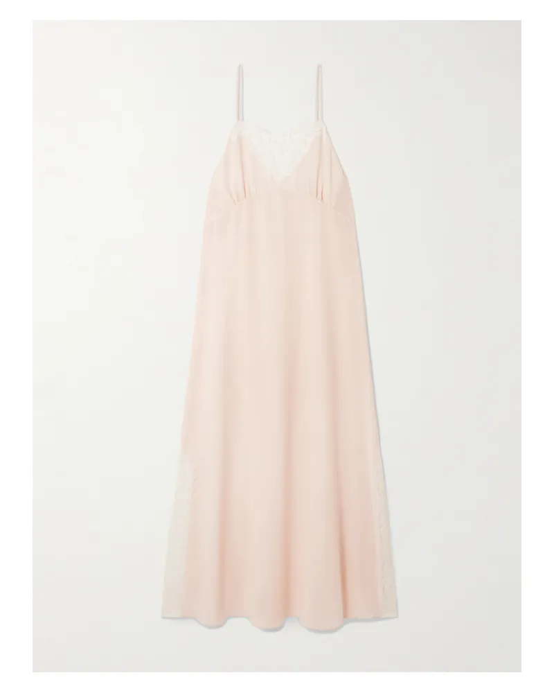 Chloé Lace-trimmed Silk Crepe De Chine Maxi Dress - Pink Pink
