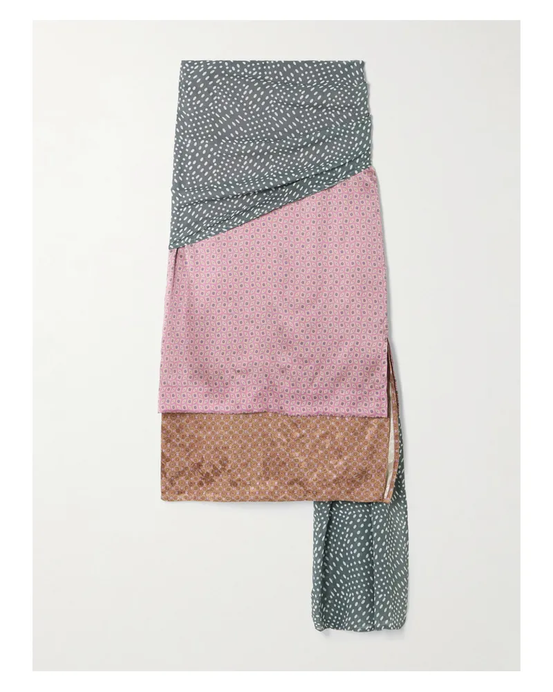 Dries van Noten Mehrlagiger Midirock Aus Bedrucktem Satin - Pink Pink