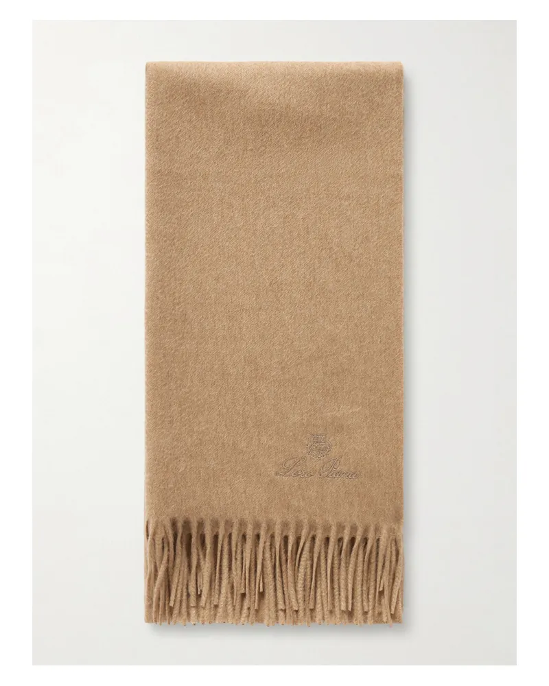 Loro Piana Grande Unita Schal Aus Kaschmir Mit Fransen Und Stickerei - Neutral Neutral