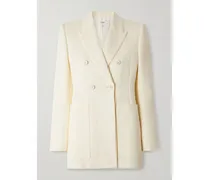 Doppelreihiger Blazer Aus Gesteppten Jacquard Aus Einer Baumwollmischung - Weiß