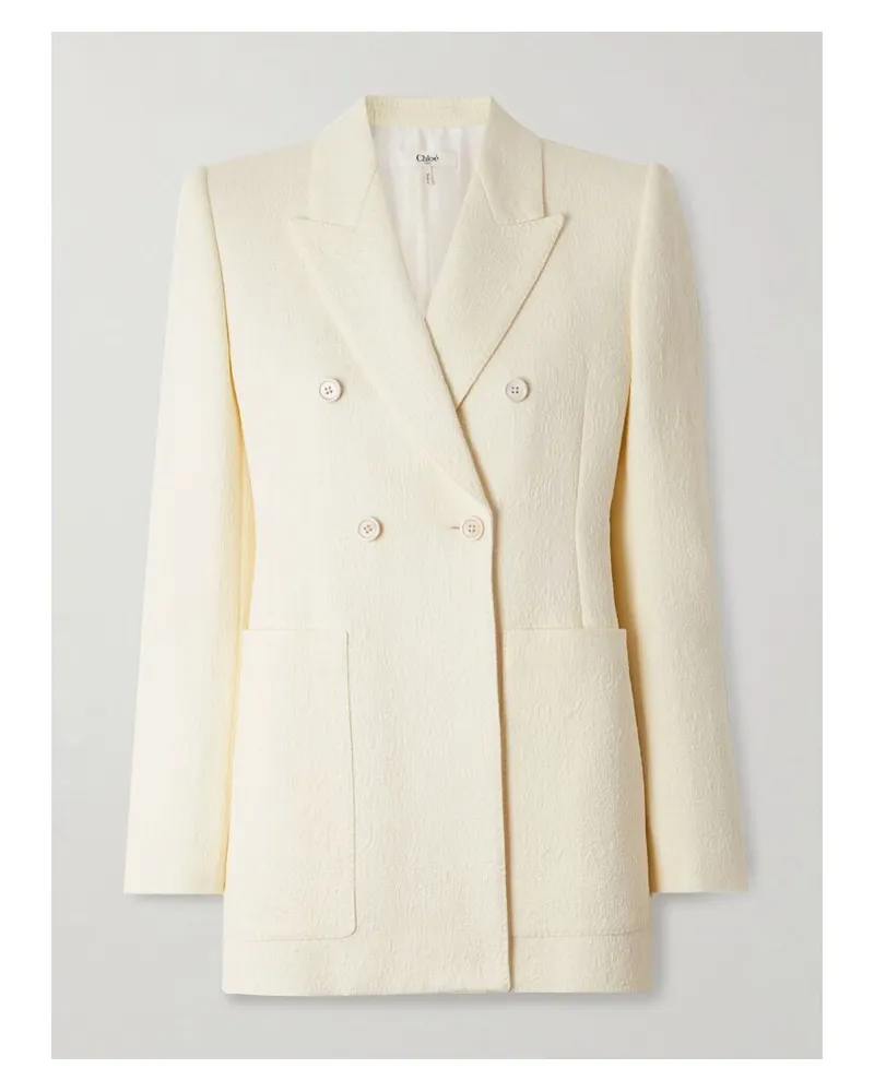 Chloé Doppelreihiger Blazer Aus Gesteppten Jacquard Aus Einer Baumwollmischung - Weiß Weiß