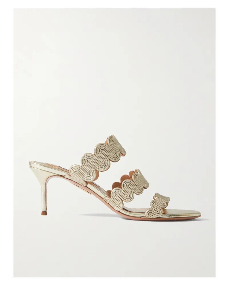 Aquazzura Wavy 65 Mules Aus Metallic-leder - Gold Gold
