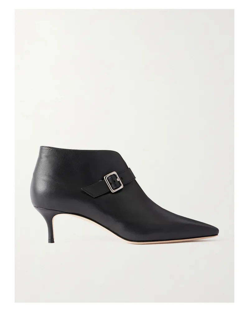 Manolo Blahnik Mendiola 50 Buckled Leather Ankle Boots - Black Black