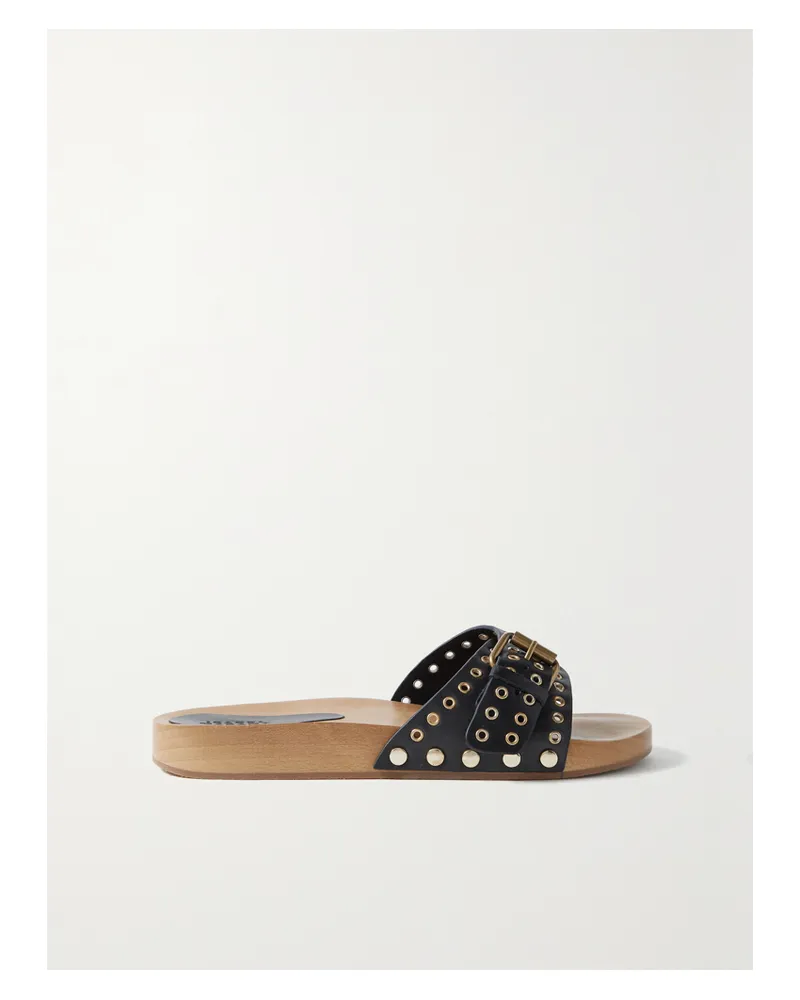 Isabel Marant Jaso Pantoletten Aus Leder Mit Verzierungen - Schwarz Schwarz