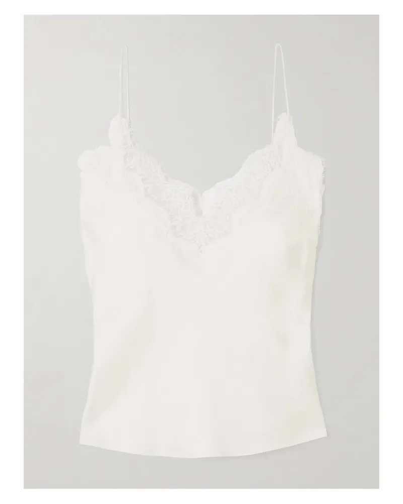 Róhe Top Aus Seide Mit Spitzenbesätzen - Creme Creme