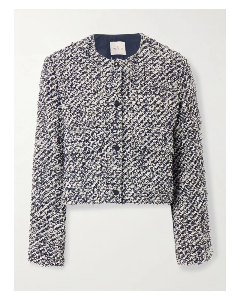 Moncler Dauphin Daunenjacke Aus Tweed Aus Einer Baumwollmischung Mit Gestepptem Shell-einsatz - Grau Grau