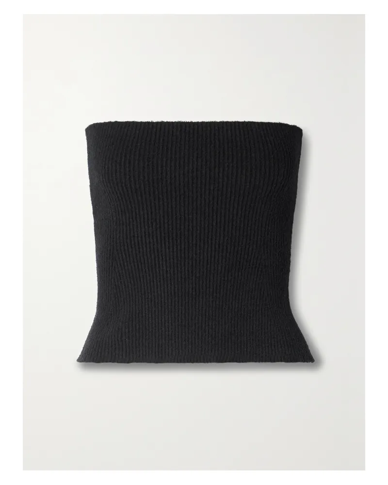 WARDROBE.NYC Trägerloses Oberteil Aus Einer Gerippten Baumwollmischung - Schwarz Schwarz