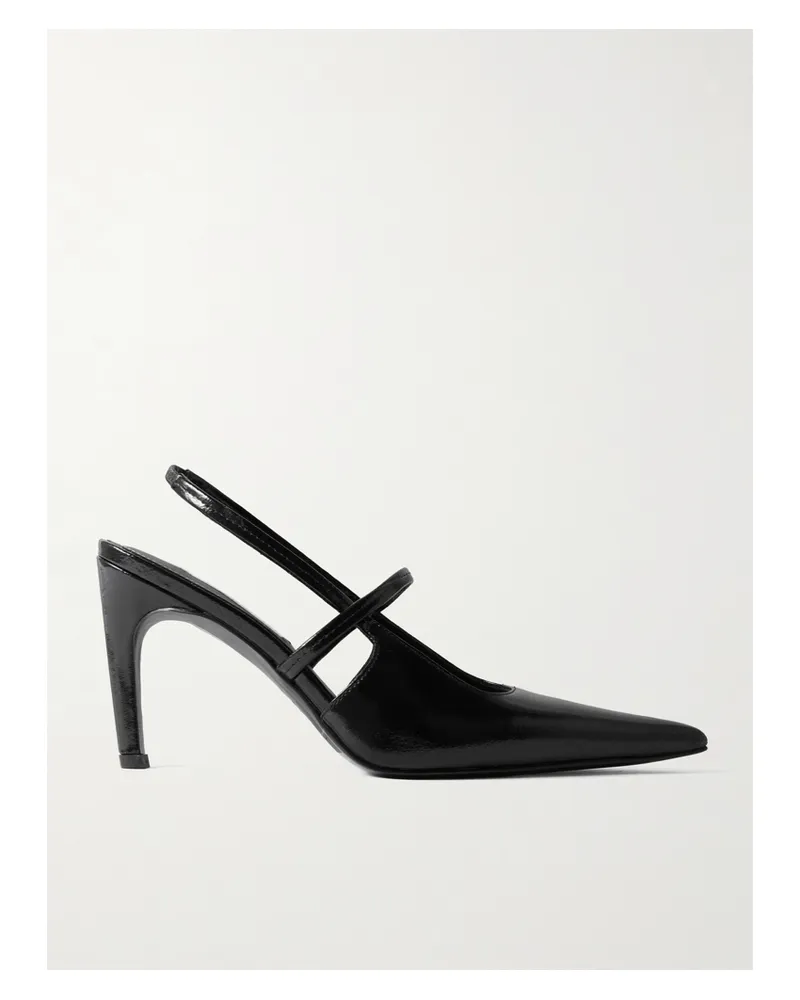 Totême Glossed-leather Slingback Pumps - Black Black