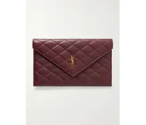 Paris Matelassé Leather Pouch - Burgundy