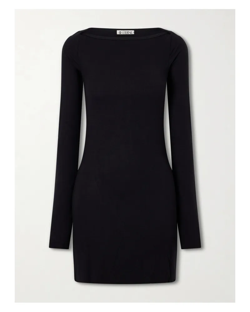 ÉTERNE Ribbed Jersey Mini Dress - Black Black