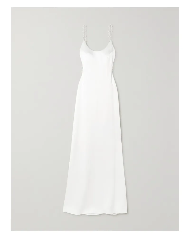 GALVAN Cove Rückenfreies Maxikleid Aus Satin Mit Perlen - Weiß Weiß