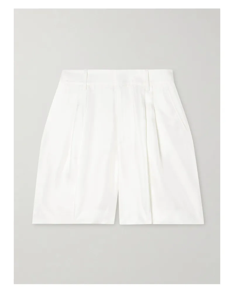 Lisa Yang Pleated Silk-twill Shorts - Cream Cream