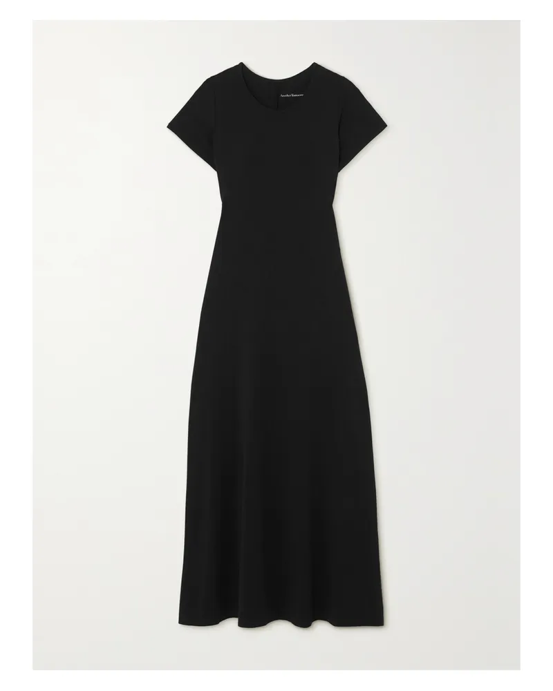 Another Tomorrow Net Sustain Fitted Tee Organic Cotton And Tencel Lyocell-blend Jersey Midi Dress - Black Black