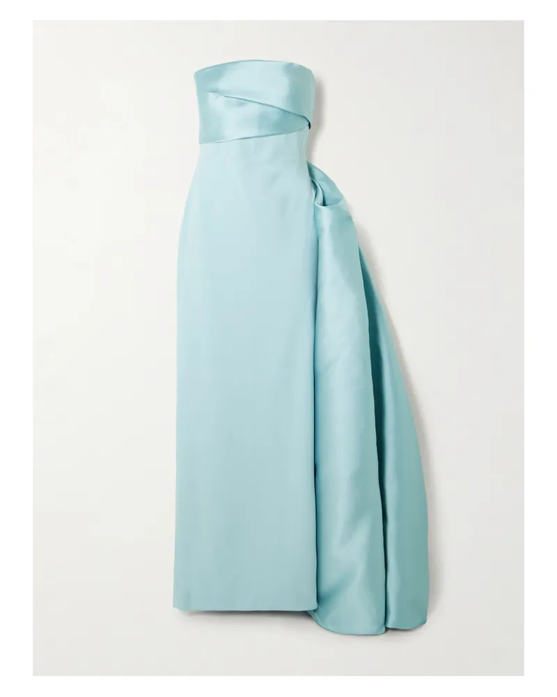 Solace London Kinsley Trägerlose Robe Aus Faille Und Crêpe Mit Falten - Blau Blau