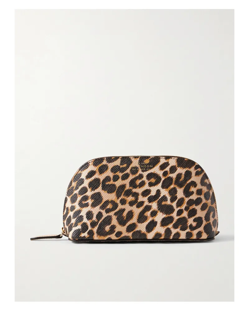 Smythson Kosmetiktasche Aus Strukturiertem Leder Mit Leopardenprint - Animal-Print Animal-print