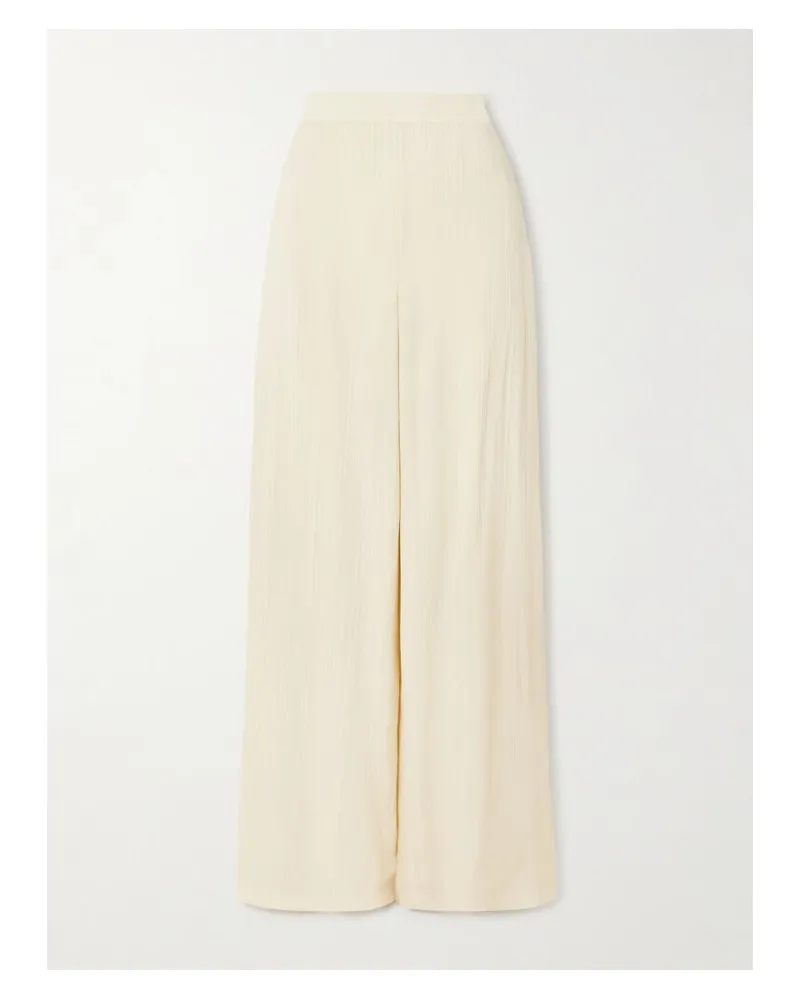 Joseph Mawn Hose Mit Weitem Bein Aus Plissiertem Jacquard - Creme Creme