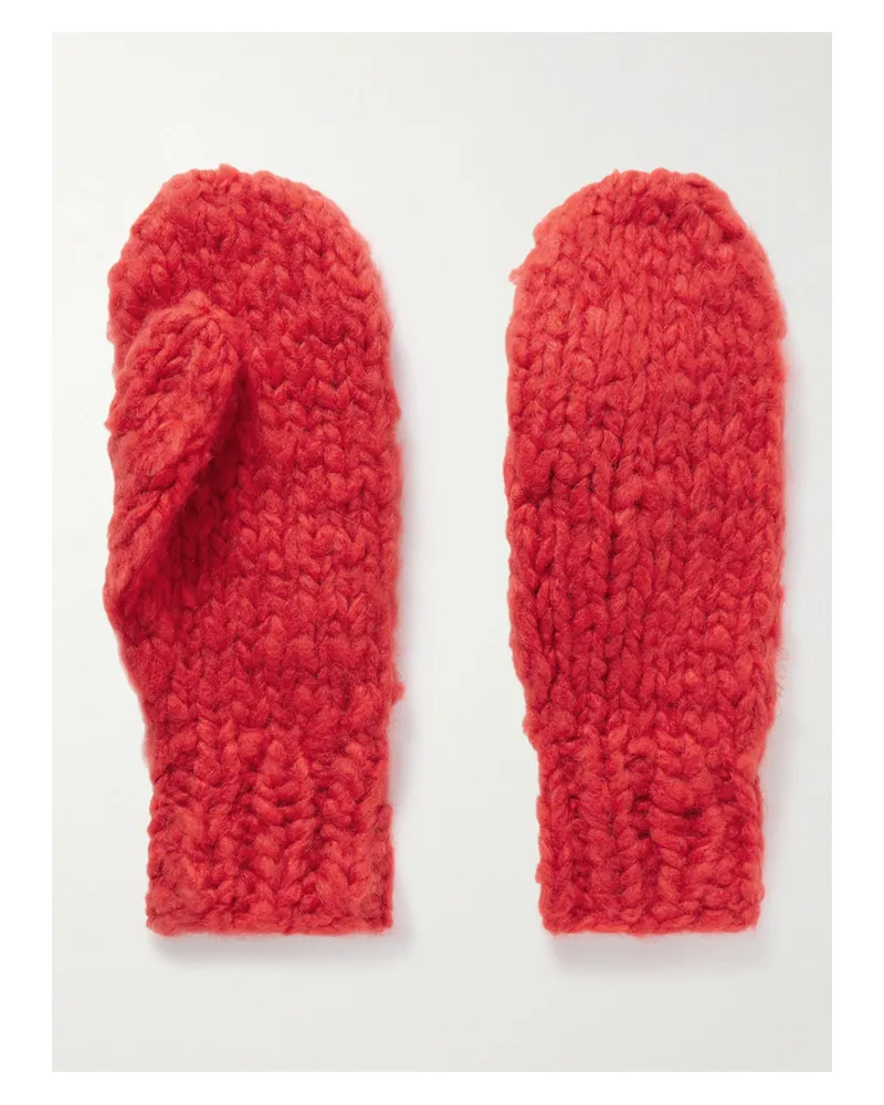 Suzie Kondi Mire Ribbed Cashmere Mittens - Red Red