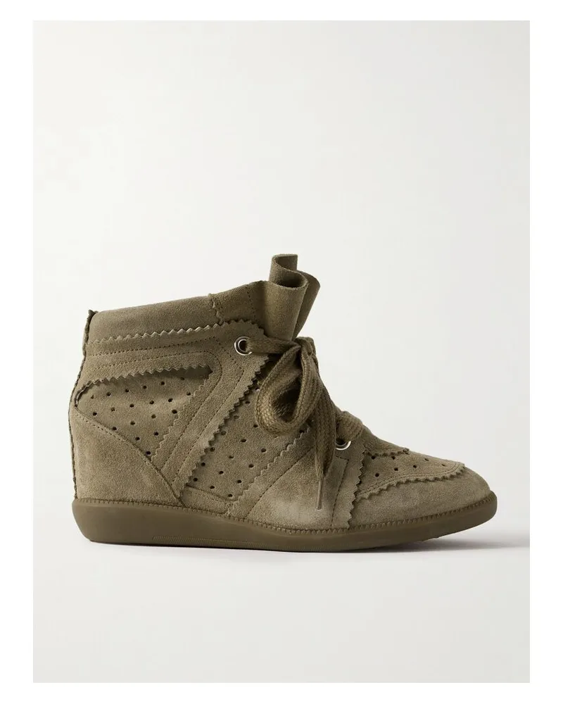 Isabel Marant Bobby Sneakers Aus Veloursleder Mit Keilabsatz Und Perforierungen - Braun Braun