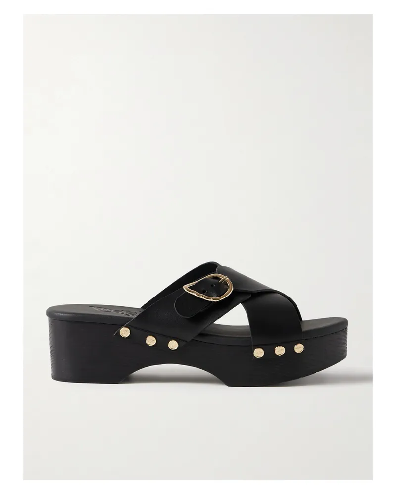Ancient Greek Sandals Marilisa Sabot Plateau-mules Aus Leder Mit Schnalle - Schwarz Schwarz