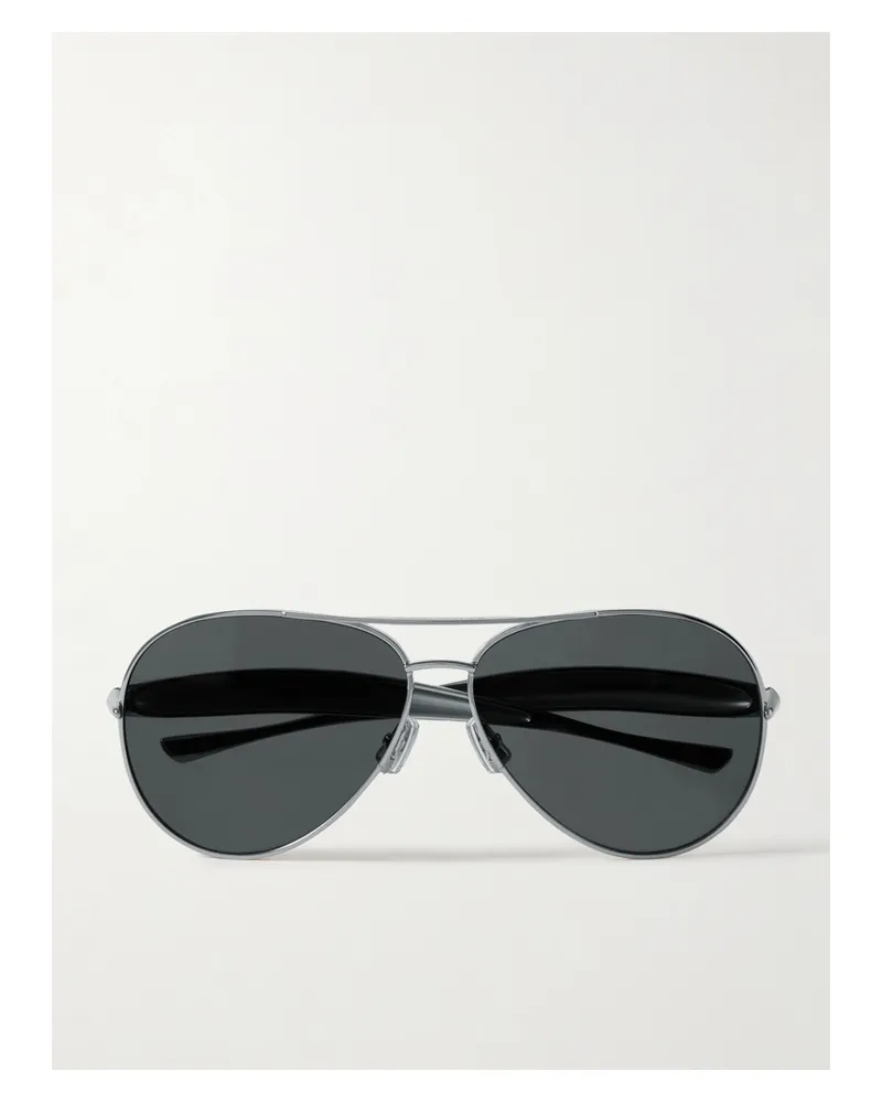 Bottega Veneta Sardine Aviator-style Silver-tone Sunglasses Silver