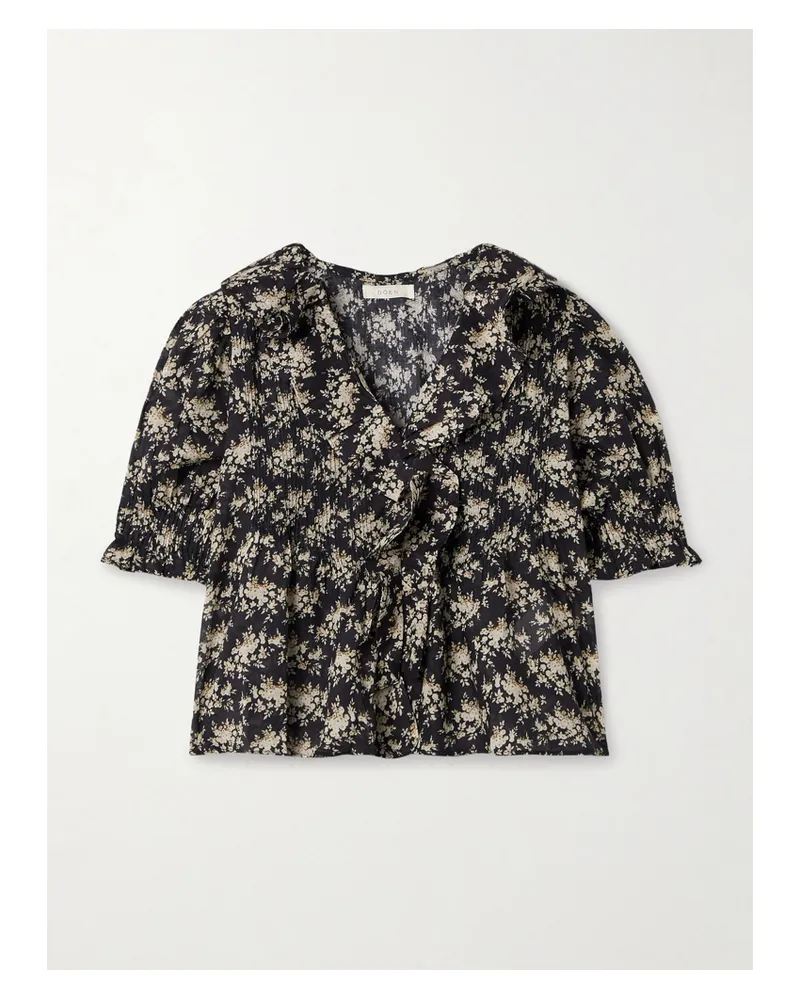 DÔEN Henri Ruffled Pintucked Floral-print Organic Cotton-voile Top - Multi Multi