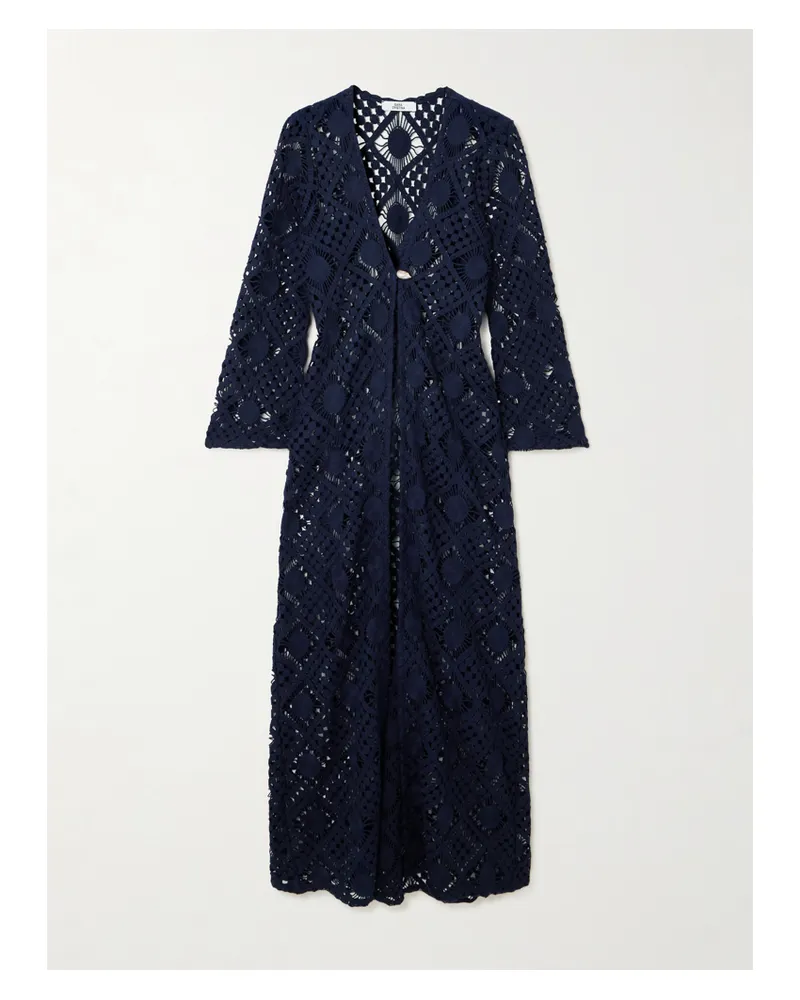 Sara Cristina Nerea Strandkleid Aus Gehäkelter Baumwolle Mit Perle - Blau Blau