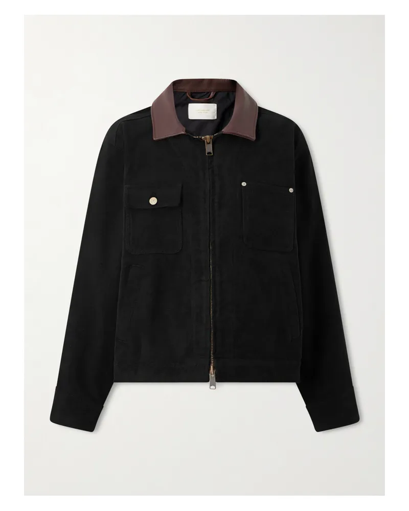 Aimé Leon Dore Ranch Jacke Aus Baumwoll-canvas Mit Lederbesatz - Schwarz Schwarz