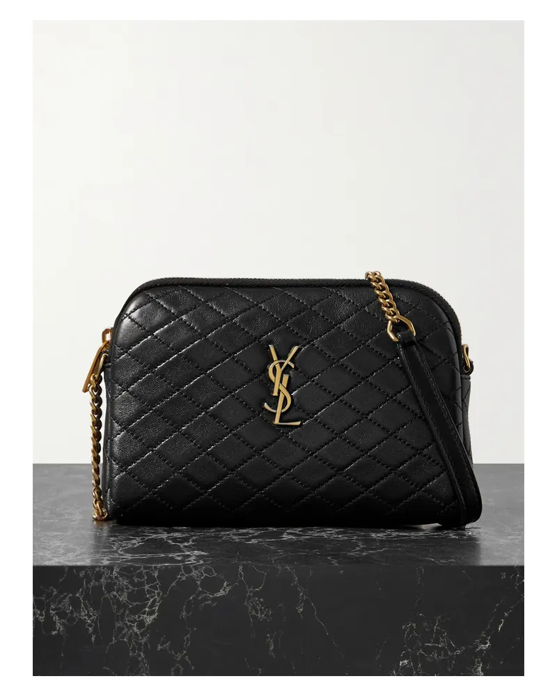 Saint Laurent Gaby Quilted Leather Shoulder Bag - Black Black