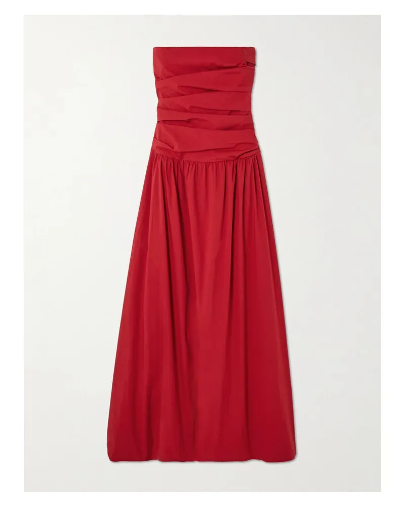 St. Agni Trägerloses Maxikleid Aus Einer Baumwollmischung In Knitteroptik Zum Binden - Rot Rot