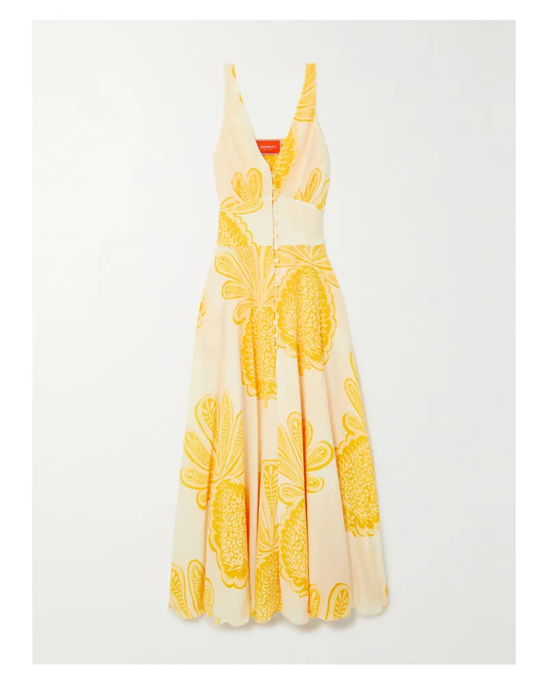 La DoubleJ Maxikleid Aus Bedrucktem Crêpe De Chine Aus Seide - Gelb Gelb