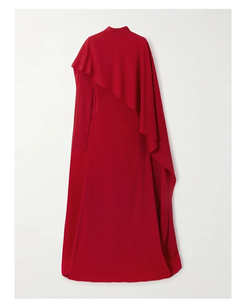 Taller Marmo Carrington Cape-effect Crepe Gown - Red Red