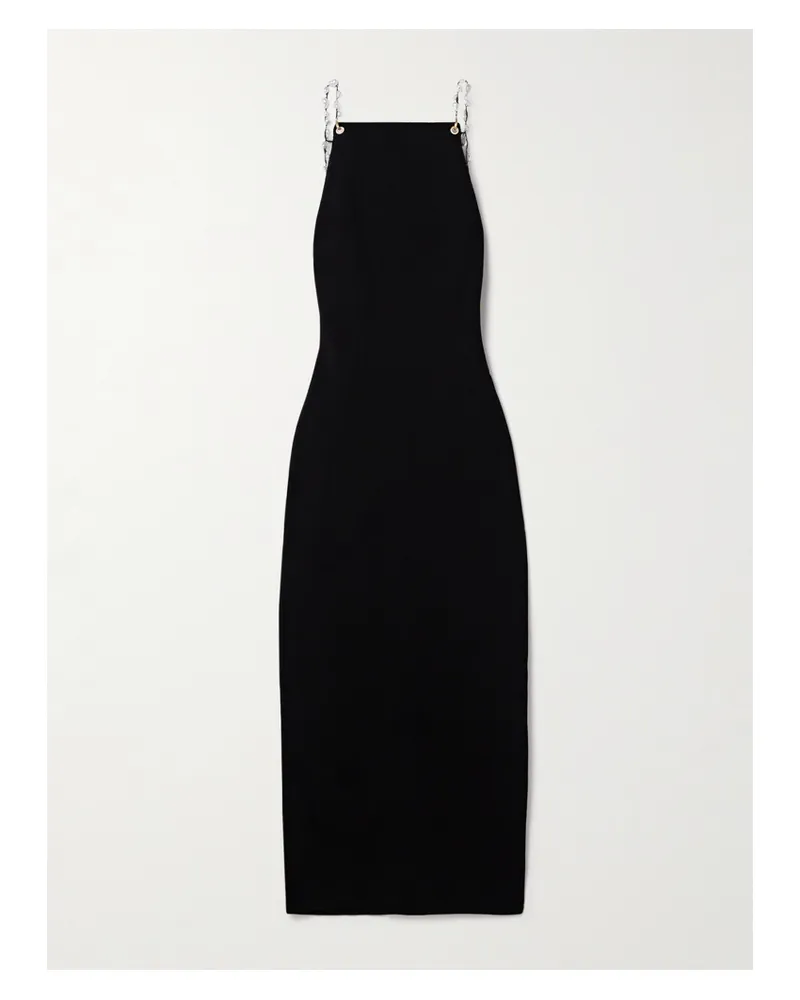 Cult Gaia Cassi Midikleid Aus Strick Mit Kunstperlen - Schwarz Schwarz