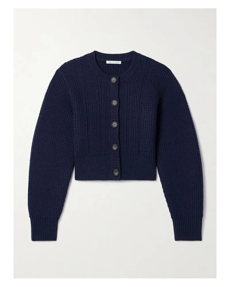 EMILIA WICKSTEAD Albert Verkürzter Cardigan Aus Wolle - Blau Blau