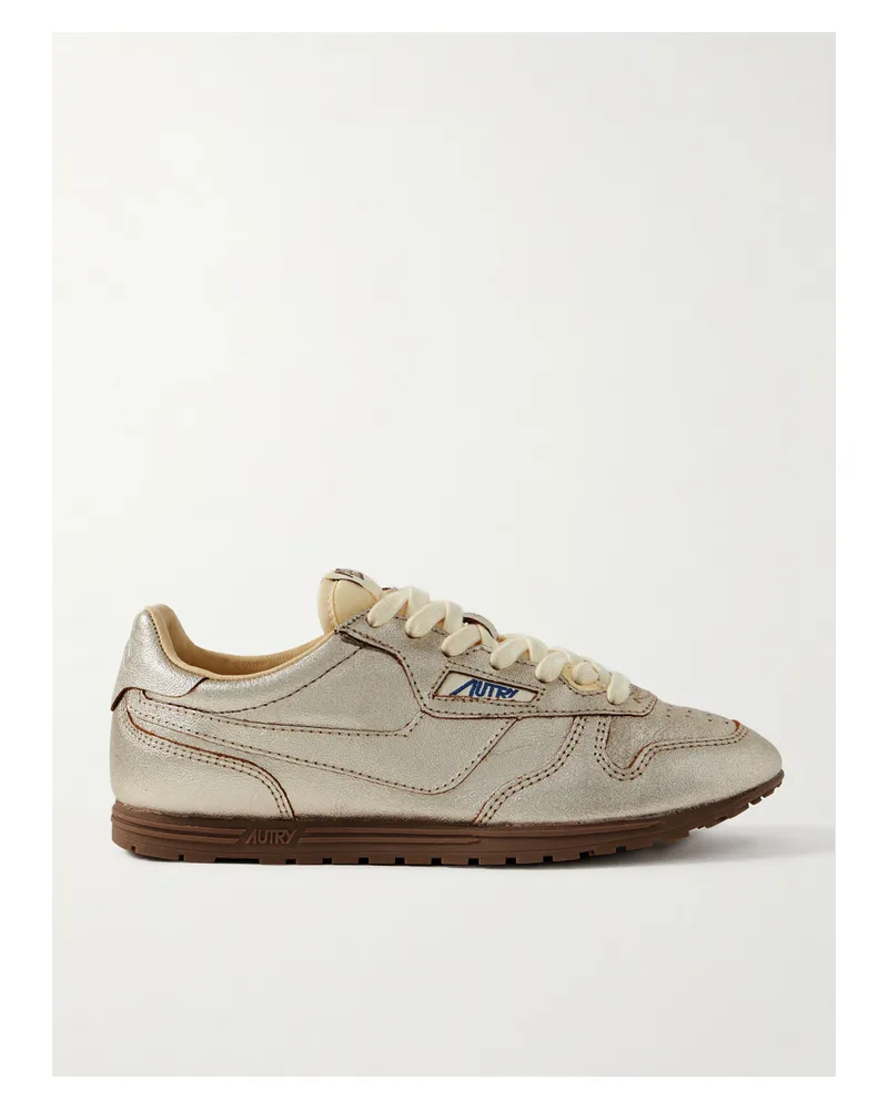 AUTRY Windspin Sneakers Aus Metallic-leder - Silber Silber