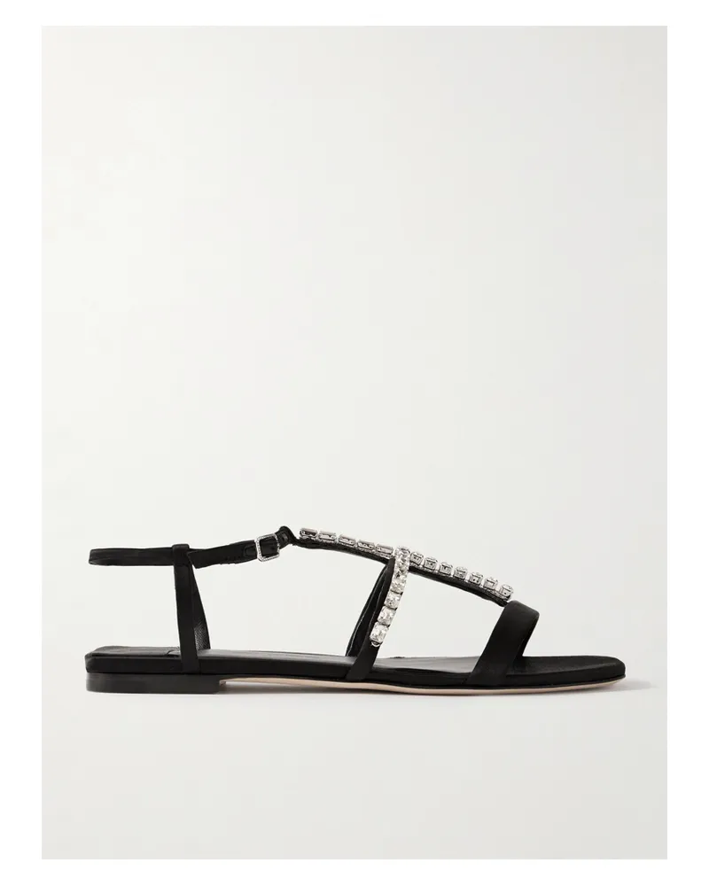 Jimmy Choo Gwyn Sandalen Aus Satin Mit Kristallen - Schwarz Schwarz