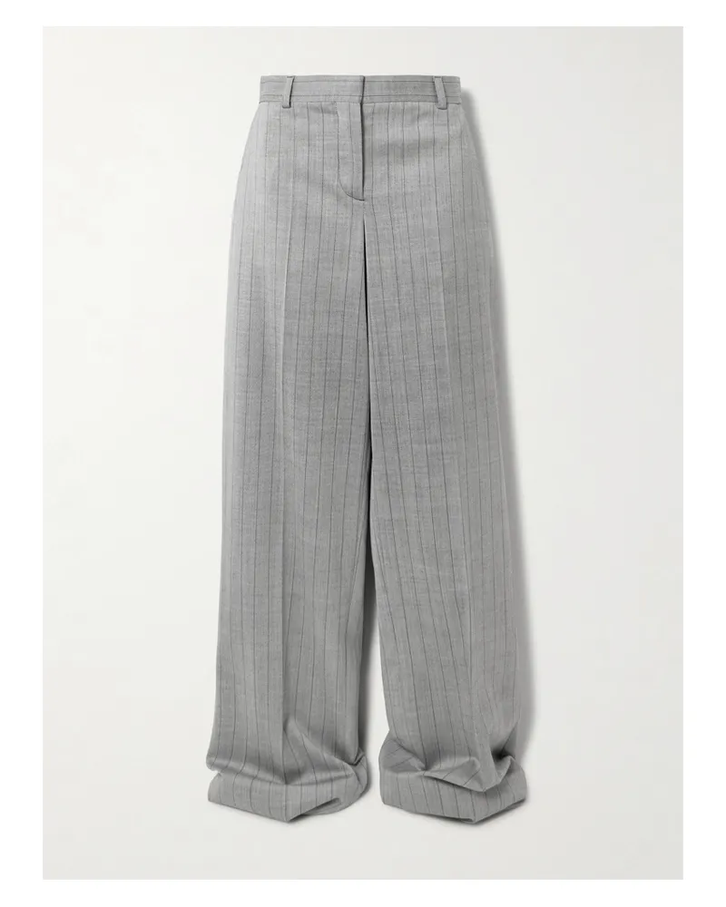 Stella McCartney Hose Mit Weitem Bein Aus Twill Aus Einer Wollmischung Mit Nadelstreifen - Grau Grau
