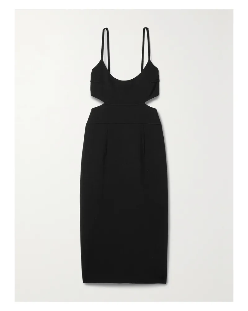 Michael Kors Midikleid Aus Einer Wollmischung Mit Cut-outs - Schwarz Schwarz