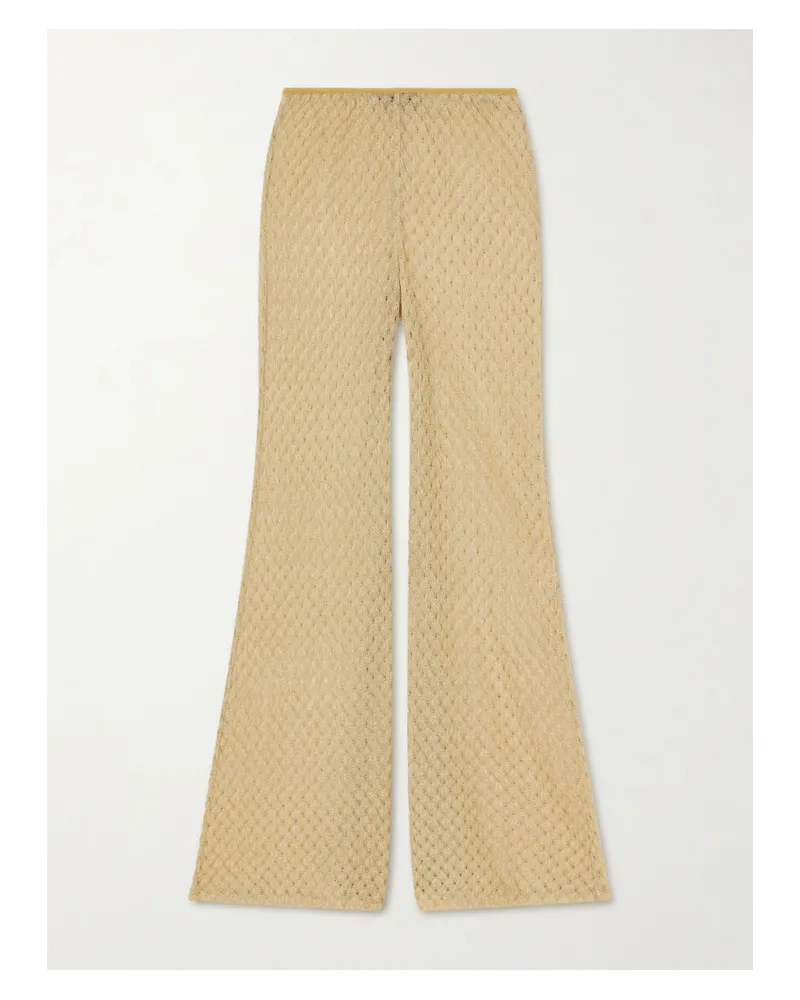 Missoni Metallic Crochet-knit Flared Pants - Gold Gold