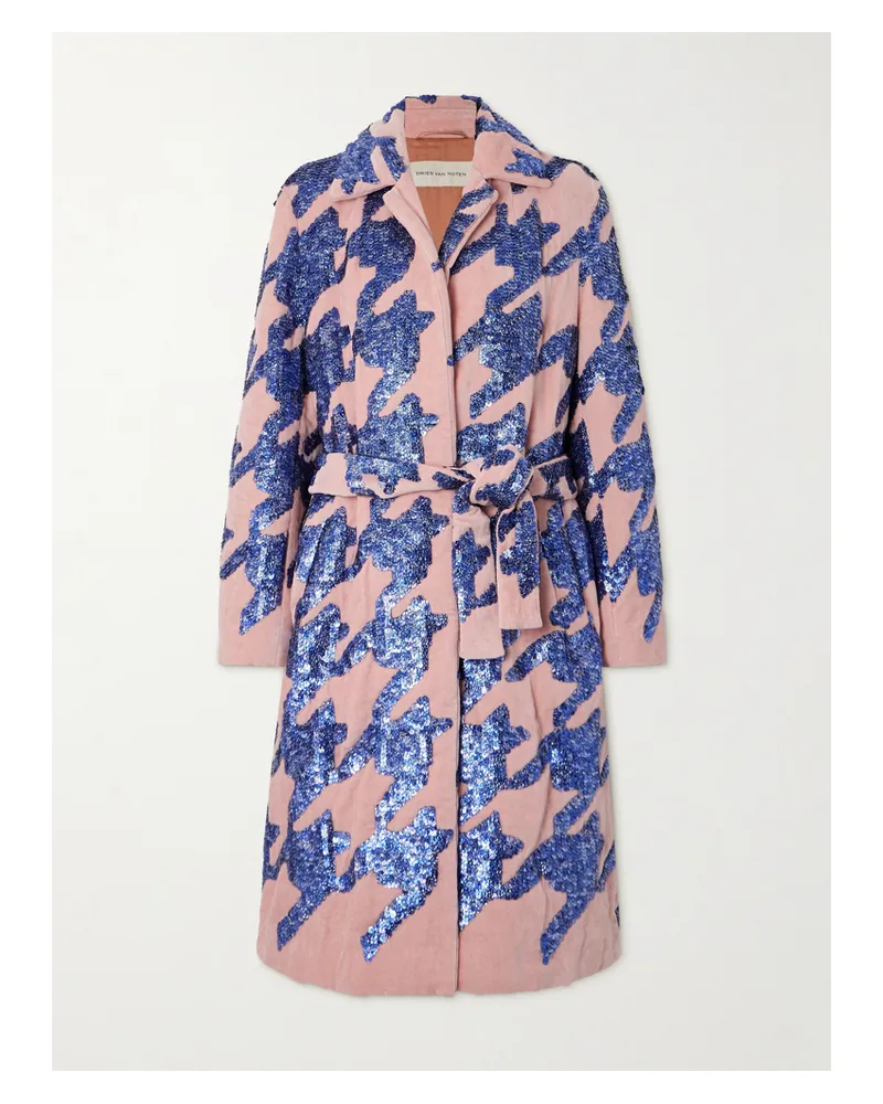 Dries van Noten Mantel Aus Frottee Aus Einer Baumwollmischung Mit Pailletten Und Bindegürtel - Pink Pink