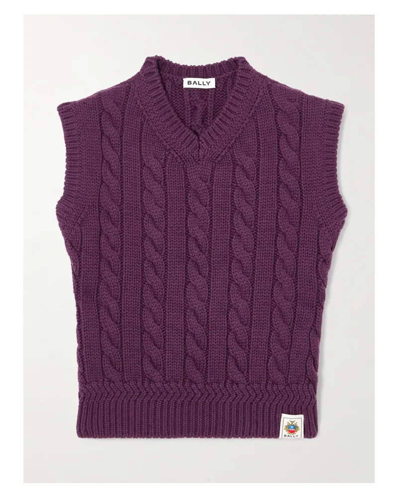 Bally Pullunder Aus Wolle In Zopfstrick - Lila Lila