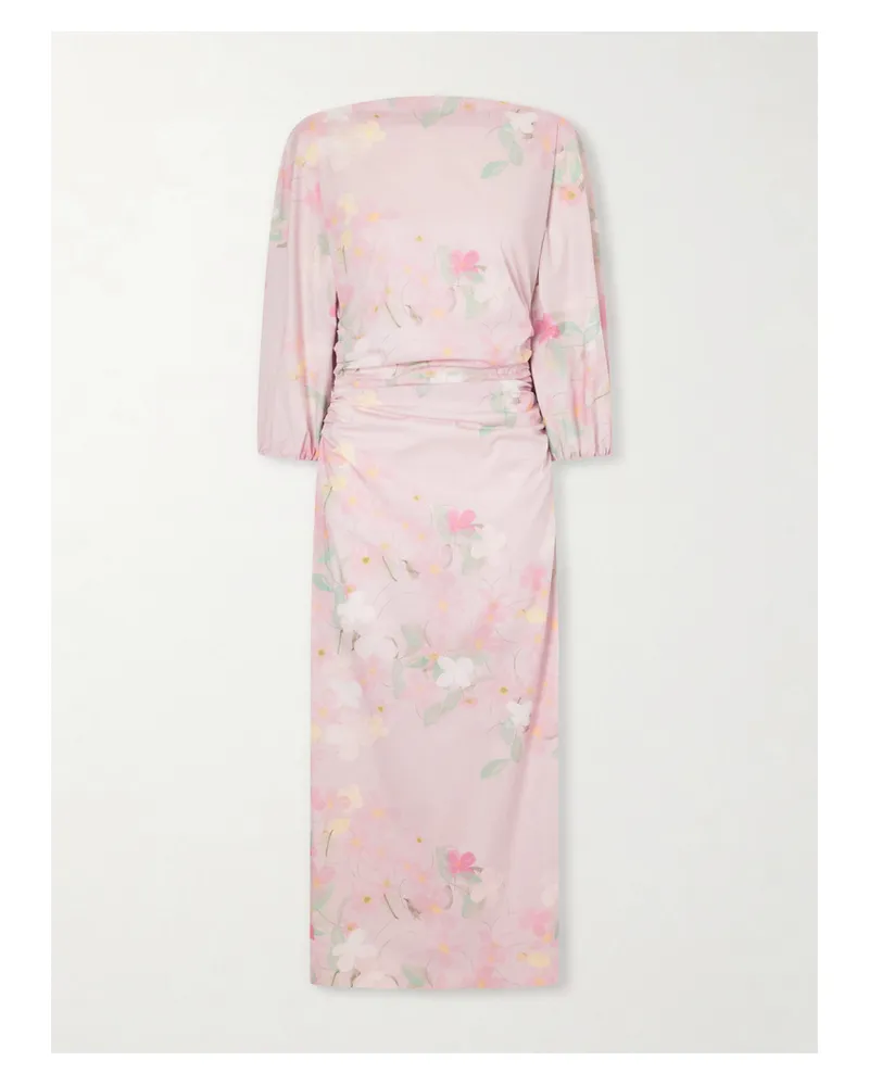 BERNADETTE Ezra Floral-print Cotton-blend Midi Dress - Pink Pink