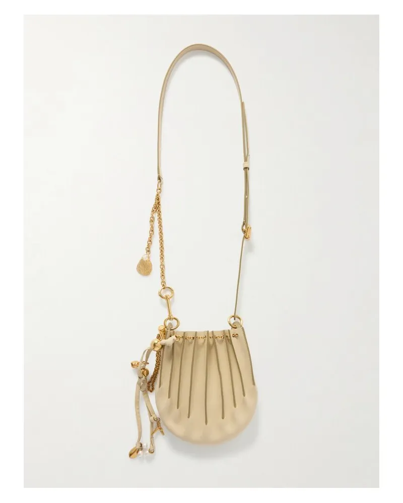 Chloé Sea Treasures Schultertasche Aus Leder Mit Falten Und Verzierungen - Elfenbein Elfenbein