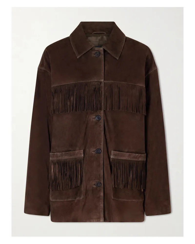 Nili Lotan Fringed Suede Jacket - Brown Brown