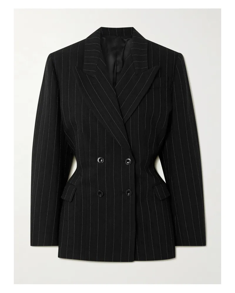 Isabel Marant Maia Doppelreihiger Blazer Aus Einer Baumwollmischung Mit Fischgratmuster Und Nadelstreifen - Schwarz Schwarz