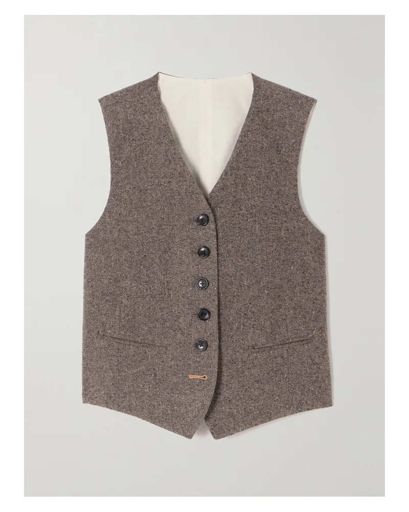 Fortela Demi Weste Aus Meliertem Tweed Aus Einer Wollmischung - Grau Grau