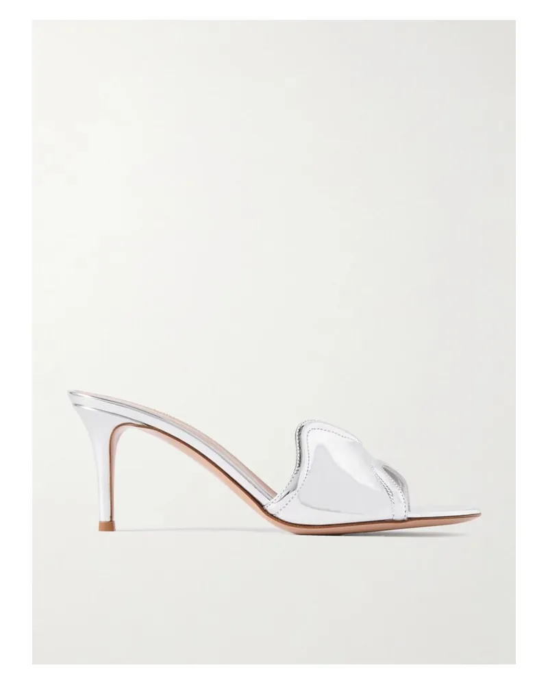 Gianvito Rossi Lucrezia 70 Mules Aus Leder Mit Spiegeleffekt - Silber Silber